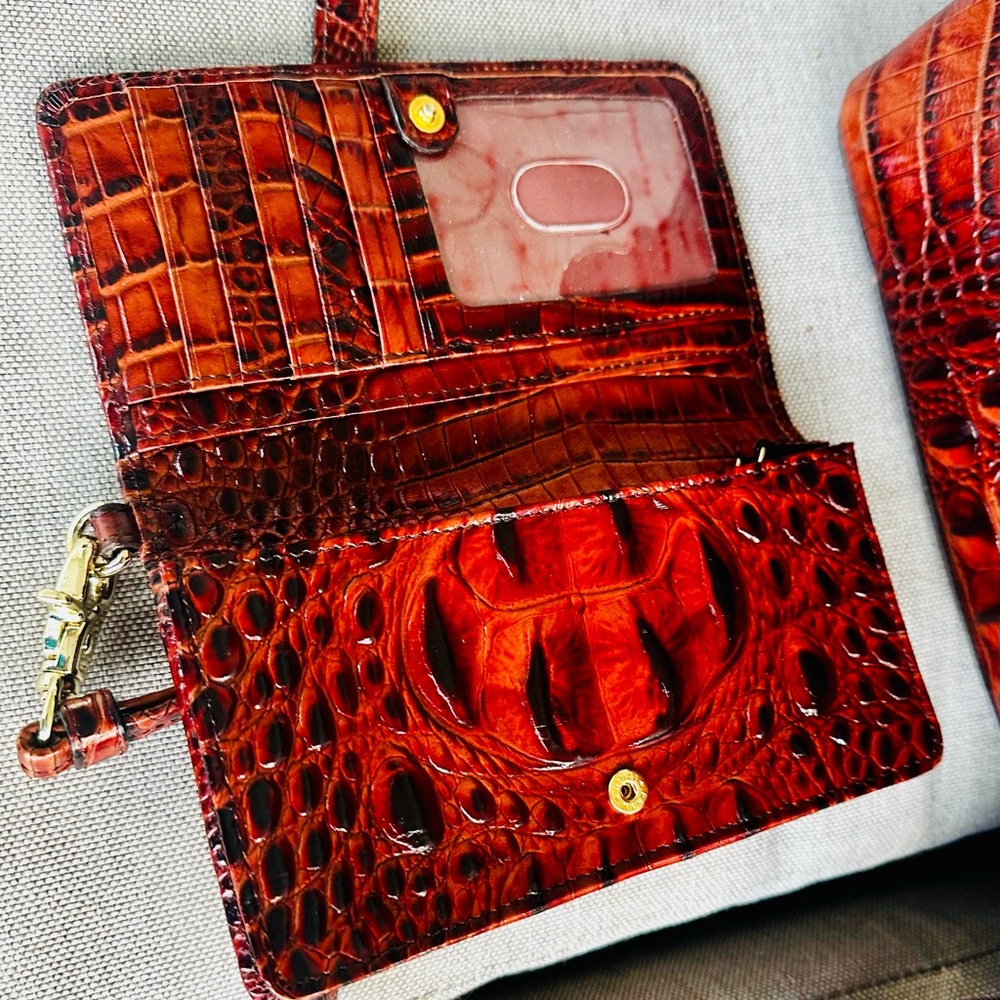 Brahmin Pecan Brown with Reddish Tint Crocodile-Embossed Satchel Set - Picture 6 of 6